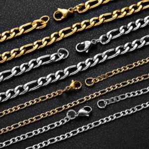 DUOMI Jewelry waterproof stainless steel figaro chain necklace