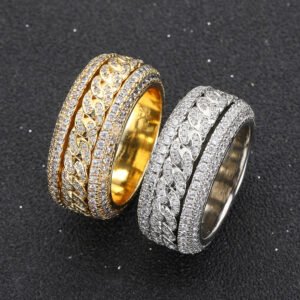 DUOMI Jewelry waterproof stainless steel cuban chain cz ring