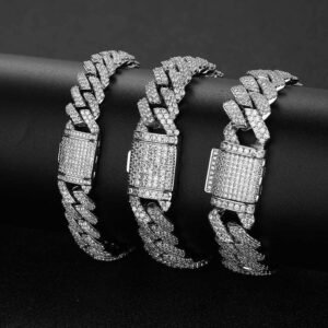 DUOMI Jewelry waterproof stainless steel cuban chain cz bracelet