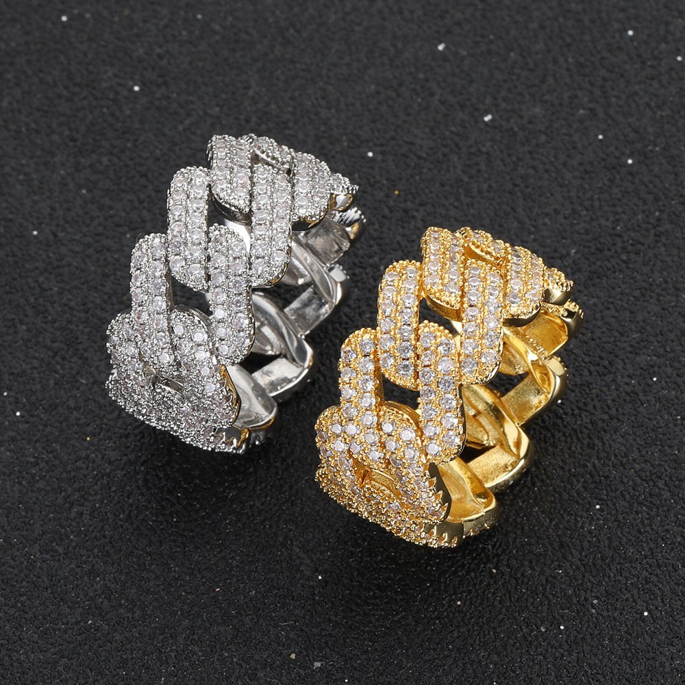 DUOMI Jewelry waterproof stainless steel cuban chain cz ring