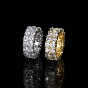 DUOMI Jewelry gold stainless steel cz hip hop ring
