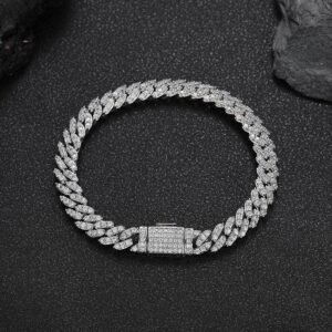DUOMI Jewelry waterproof stainless steel cuban chain cz bracelet