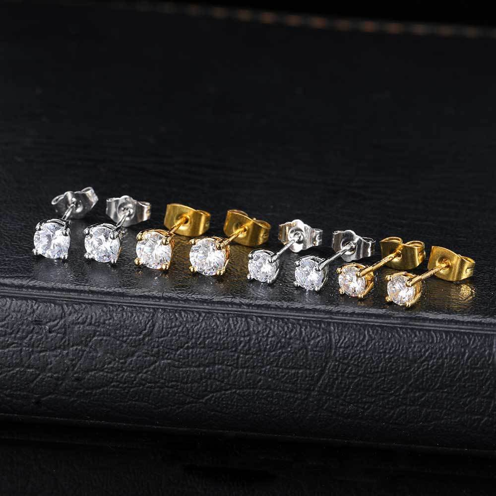 DUOMI Jewelry waterproof stainless steel cz hip hop earrings