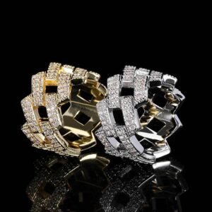 DUOMI Jewelry waterproof stainless steel cuban chain cz ring