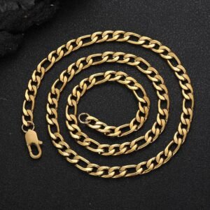 DUOMI Jewelry gold stainless steel figaro chain hip hop necklace