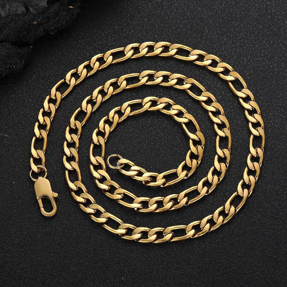 DUOMI Jewelry gold stainless steel figaro chain hip hop necklace