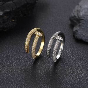 DUOMI Jewelry waterproof stainless steel cz hip hop ring