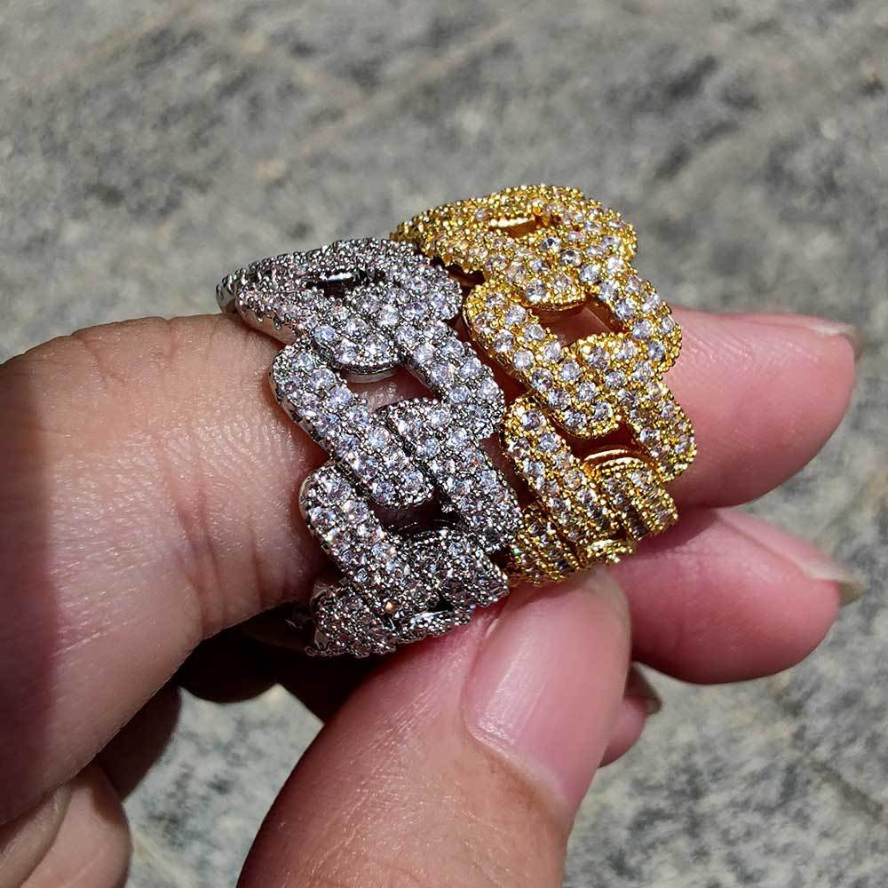 DUOMI Jewelry waterproof stainless steel cuban chain cz ring