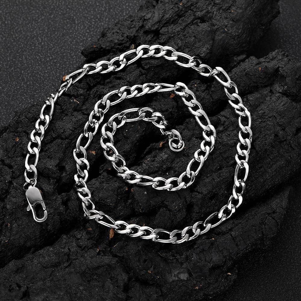 DUOMI Jewelry gold stainless steel figaro chain hip hop necklace