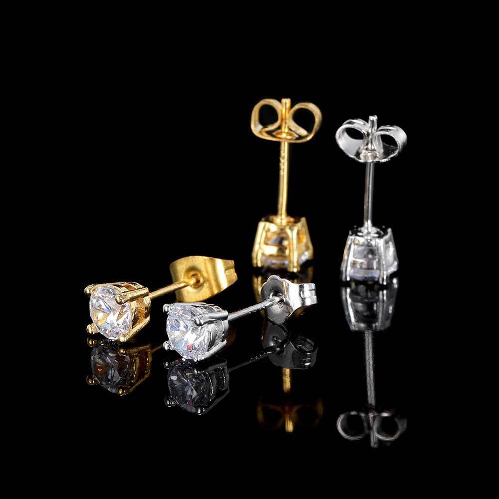 DUOMI Jewelry waterproof stainless steel cz hip hop earrings
