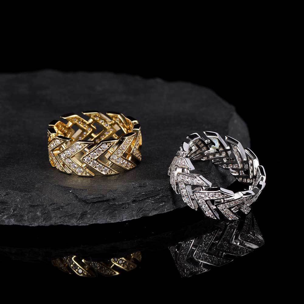 DUOMI Jewelry waterproof stainless steel cz hip hop ring