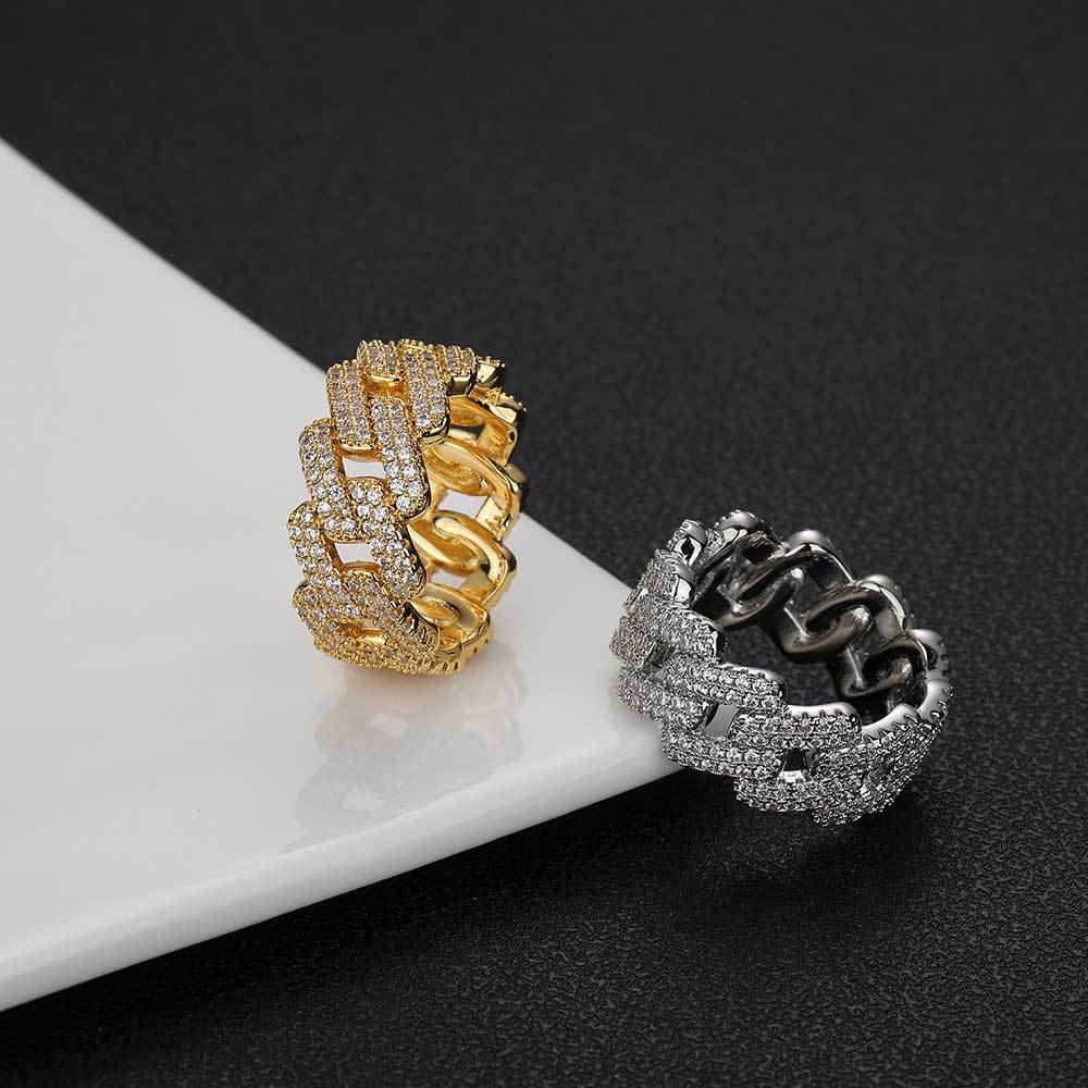 DUOMI Jewelry waterproof stainless steel cuban chain cz ring