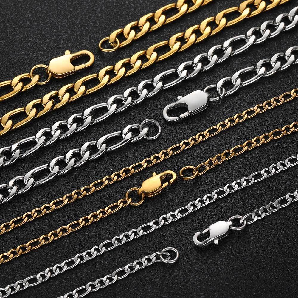 DUOMI Jewelry gold stainless steel figaro chain hip hop necklace