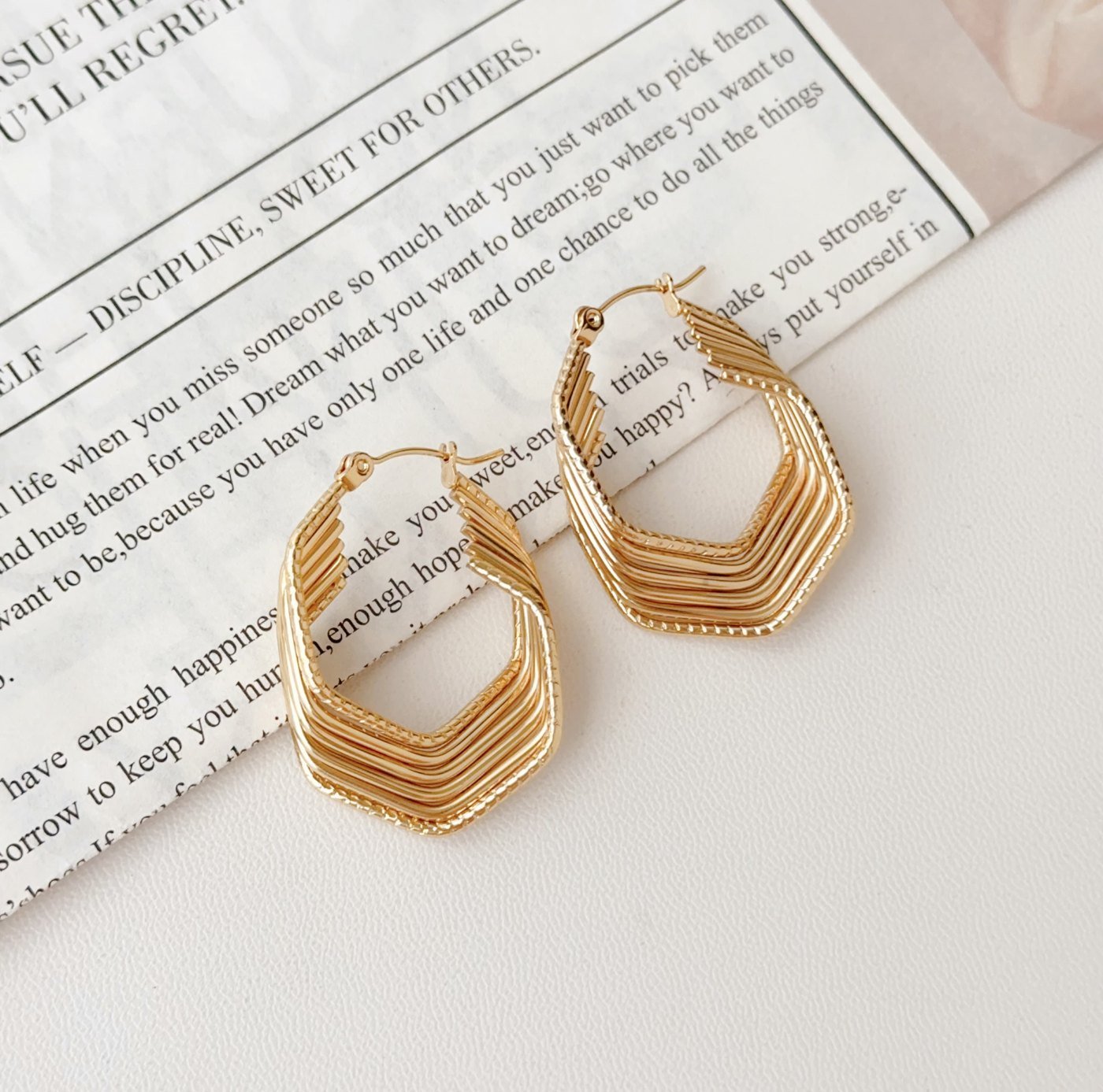 Gold Layered Hoop Earrings - image 2