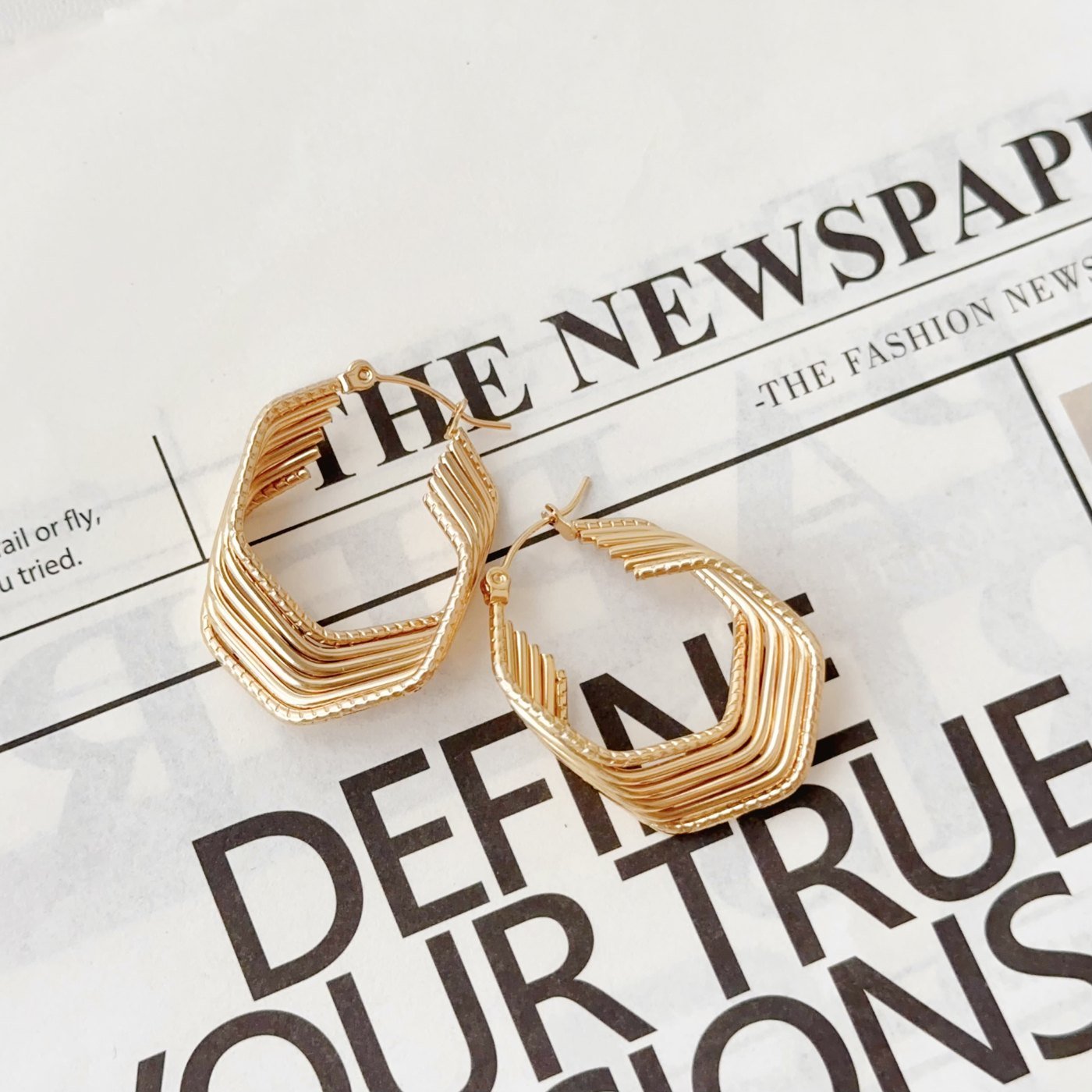 Gold Layered Hoop Earrings - image 3