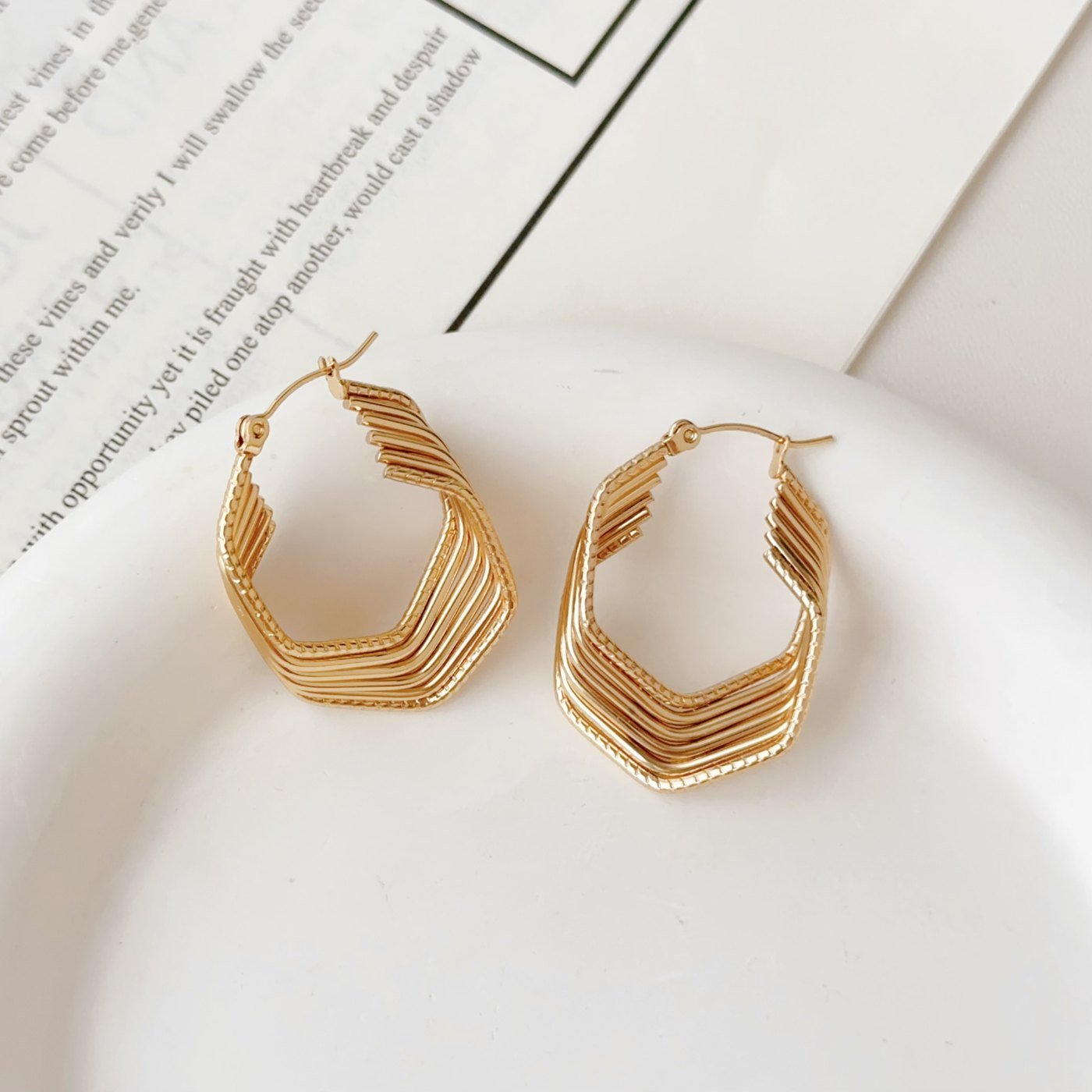 Gold Layered Hoop Earrings - image 4