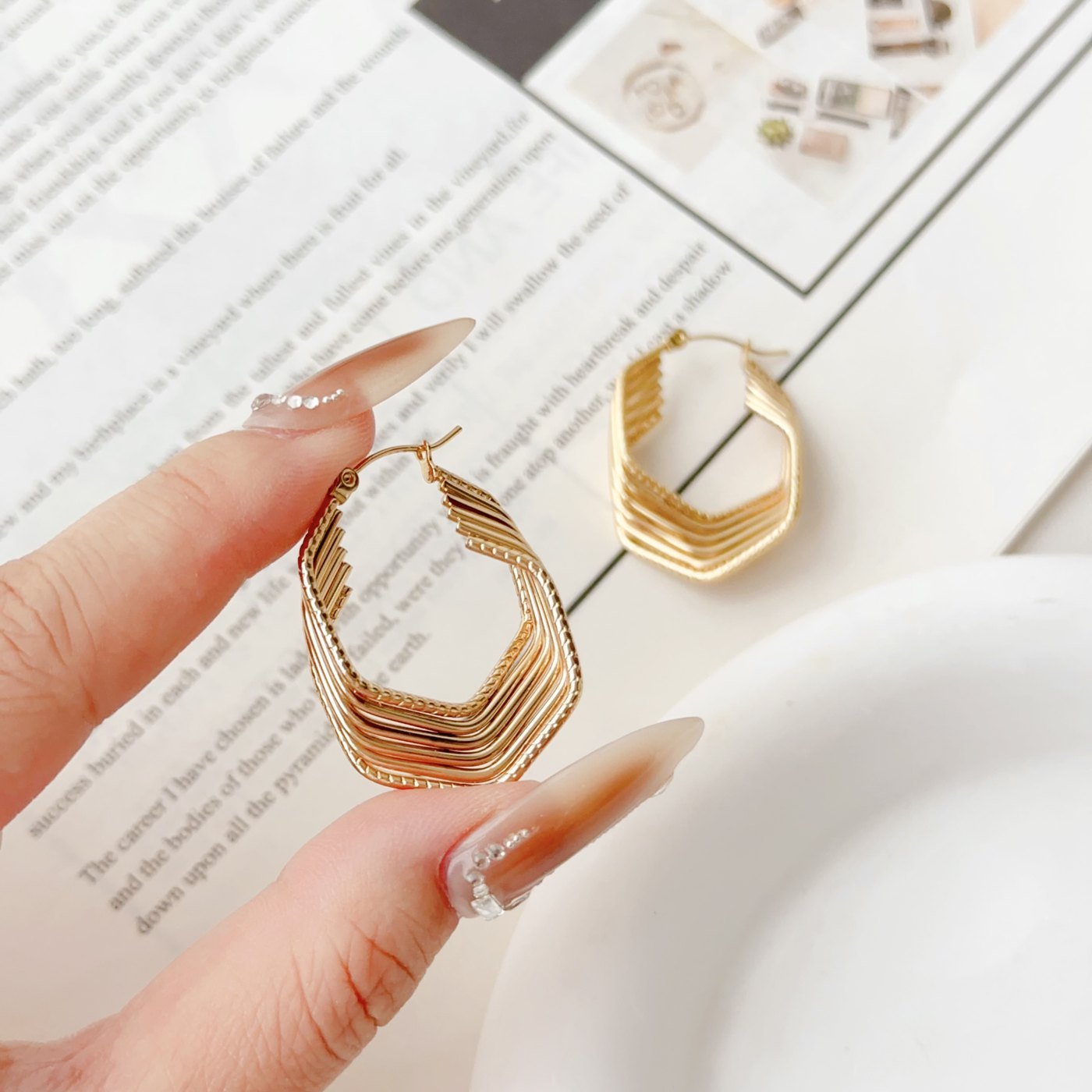 Gold Layered Hoop Earrings - image 5