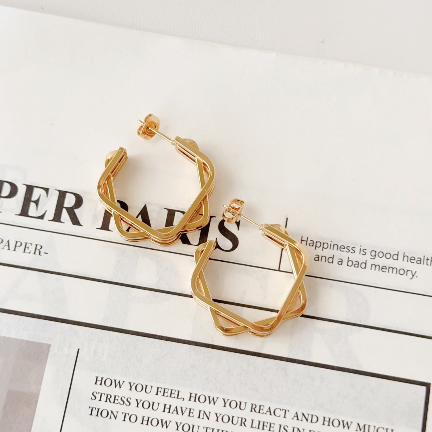 Gold Twisted Mini Hoop Earrings - image 3
