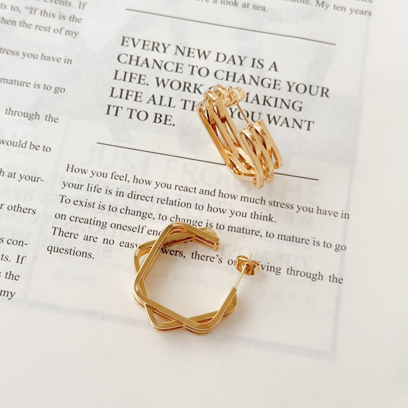 Gold Twisted Mini Hoop Earrings - image 4