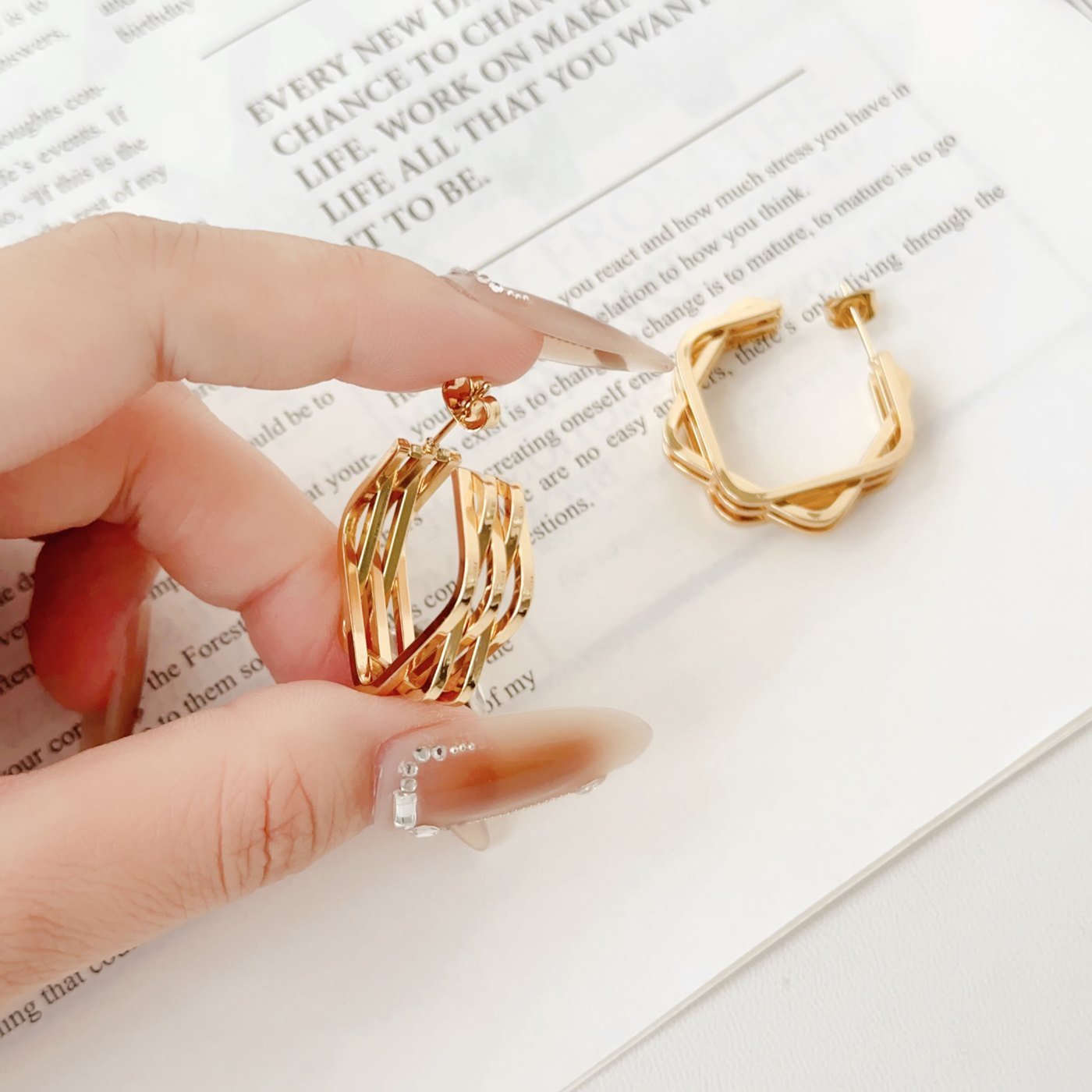 Gold Twisted Mini Hoop Earrings - image 5