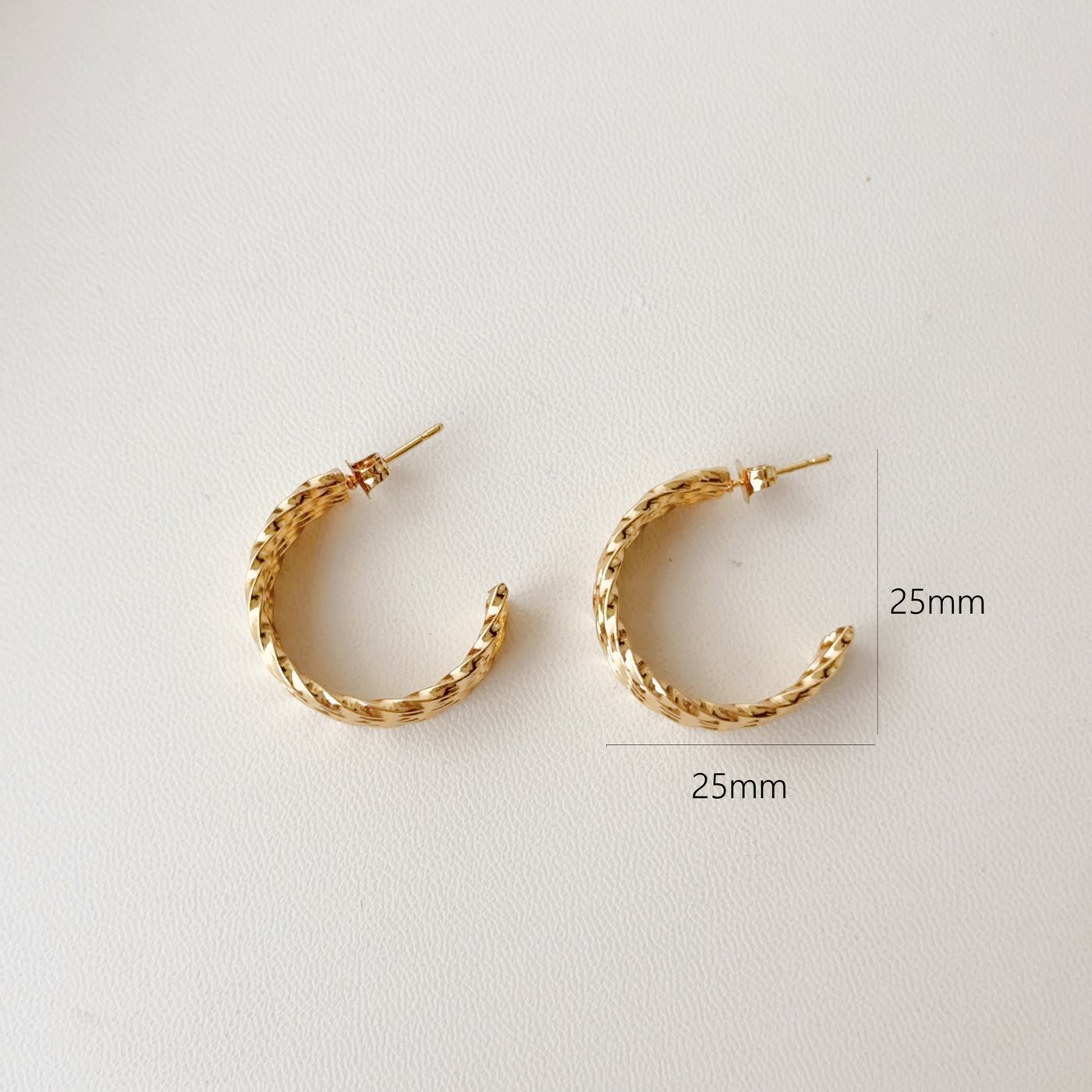 Gold Beaded Crescent Hoop Earrings - image 1