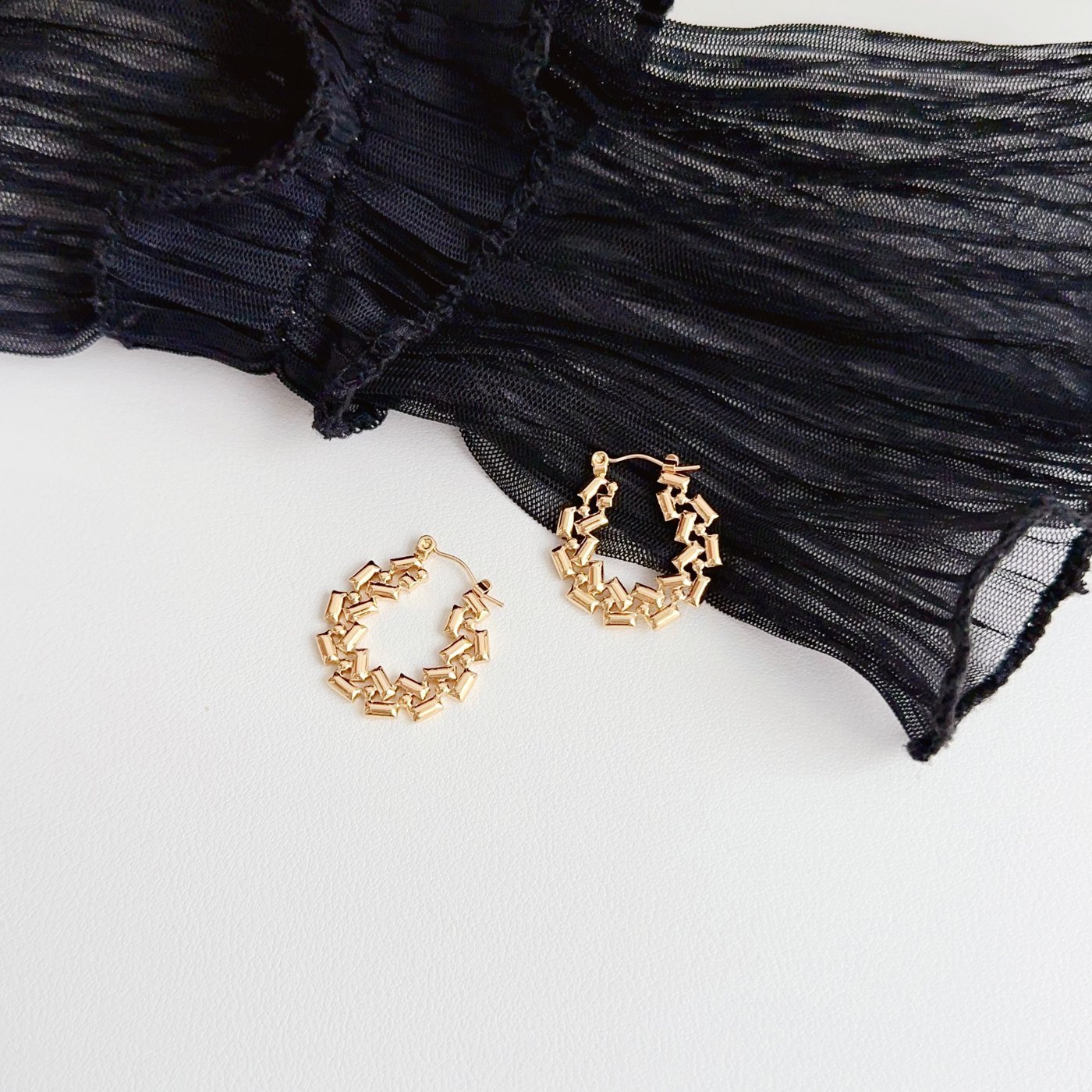 Gold Wave Hoop Earrings - image 2