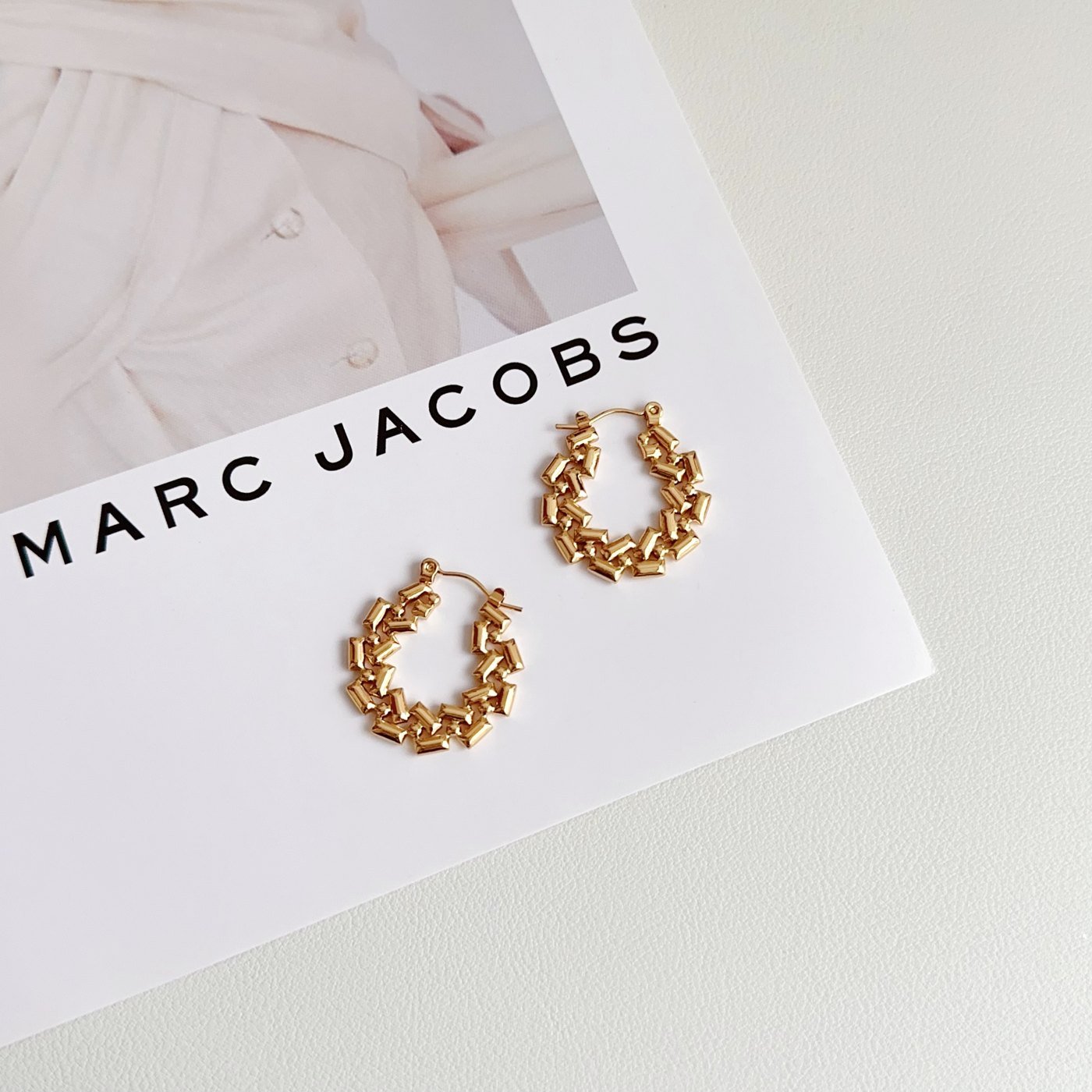 Gold Wave Hoop Earrings - image 3
