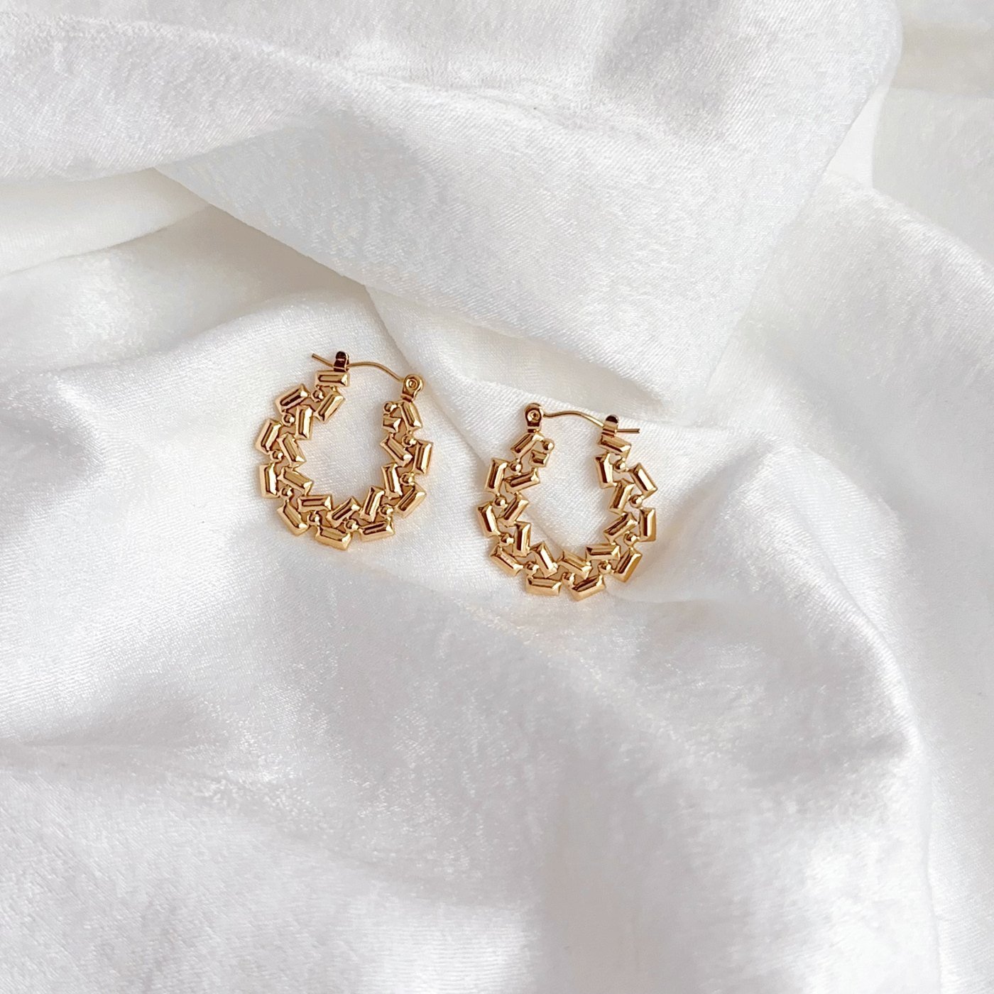 Gold Wave Hoop Earrings - image 4