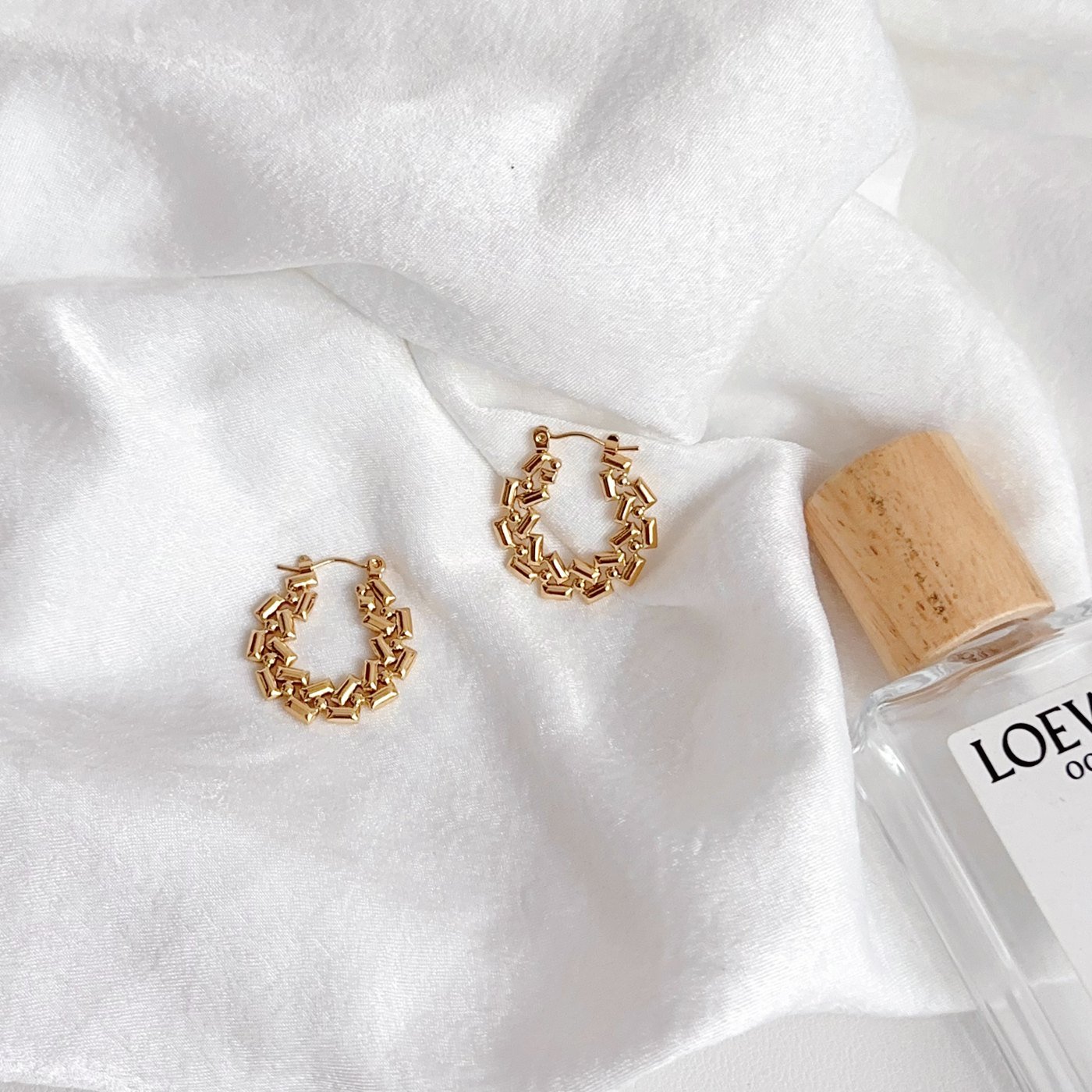 Gold Wave Hoop Earrings - image 5