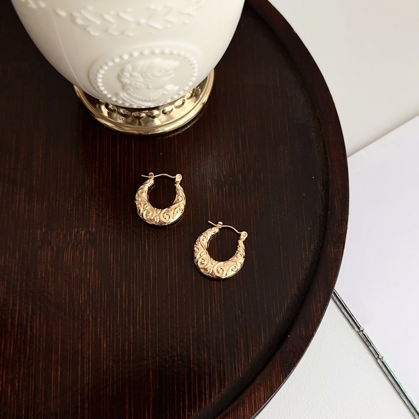 Gold Heart Zircon Earrings - image 4