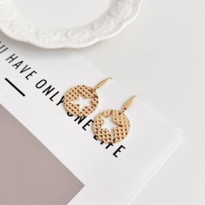 Gold Sunburst Dangle Earrings - image 1