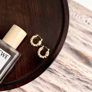 Gold Rope Huggie Earrings - image 1