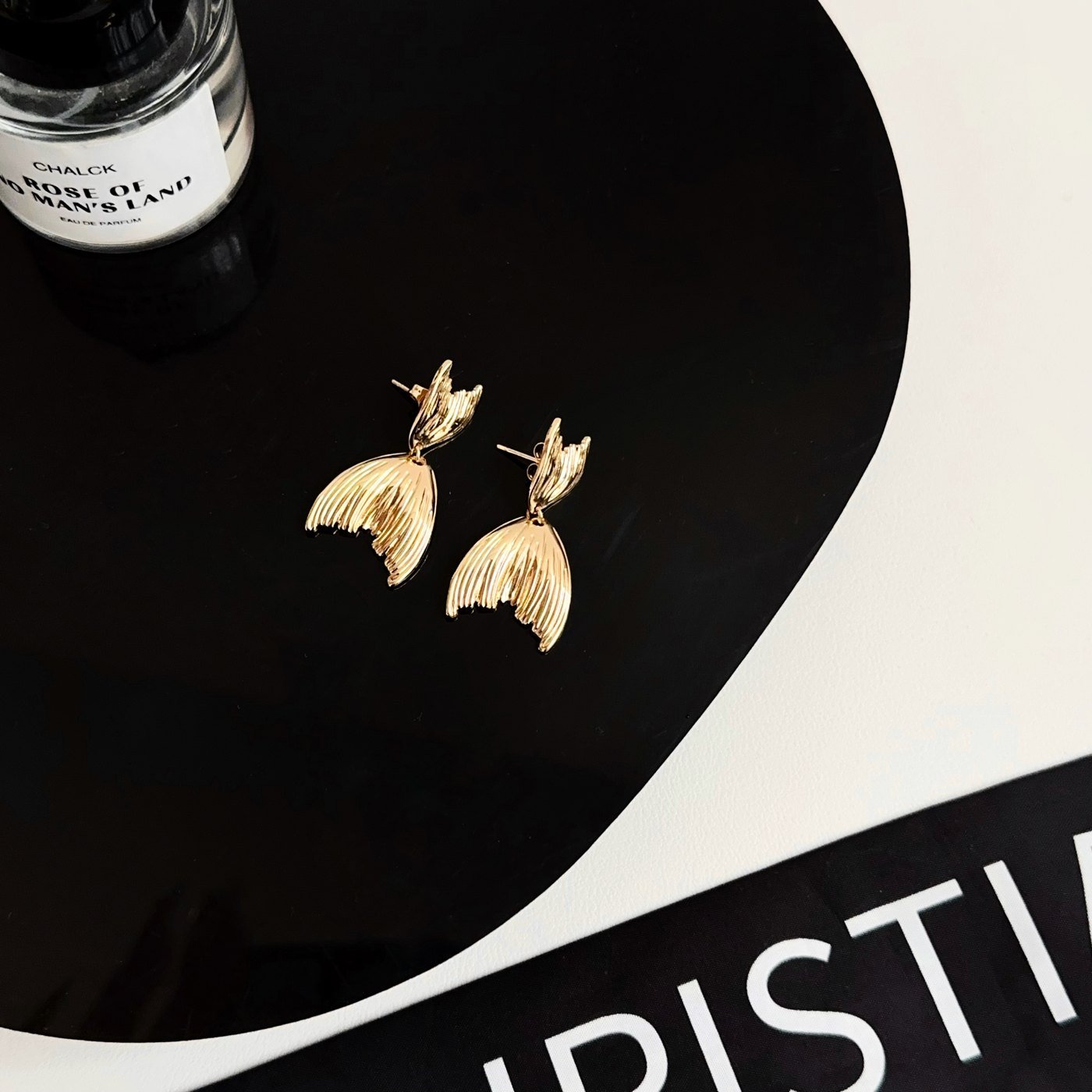 Gold Moon Star Dangle Earrings - image 1