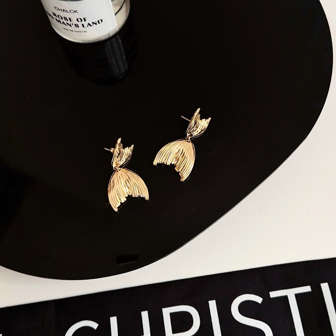 Gold Moon Star Dangle Earrings - image 2