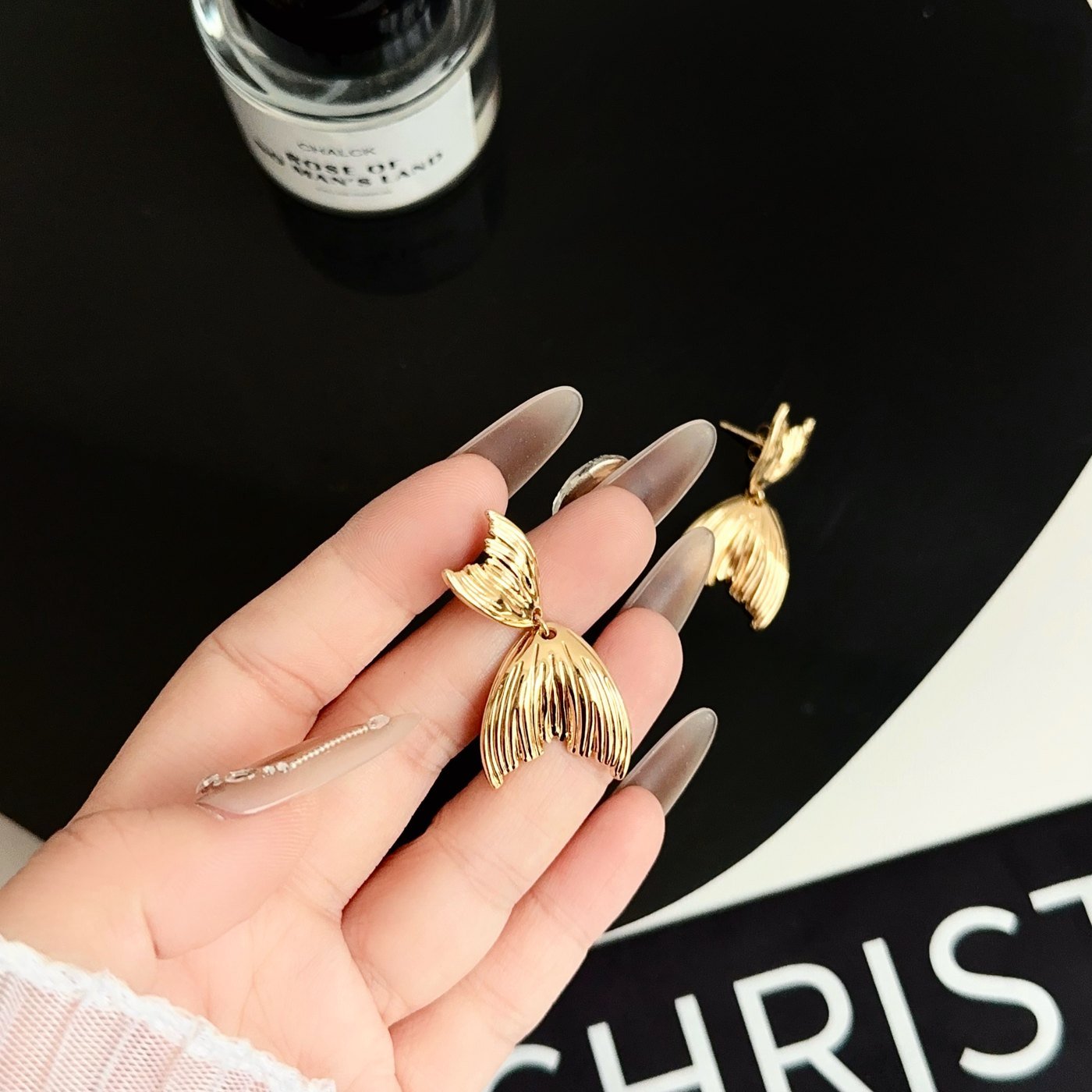 Gold Moon Star Dangle Earrings - image 3
