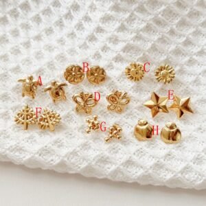 Gold Ribbed Hoop Earrings - image 1