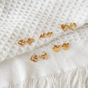 Gold Heart Hoop Earrings - image 1
