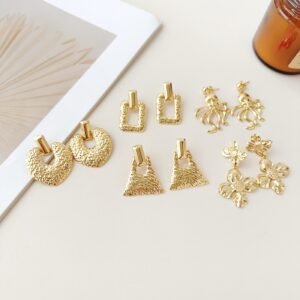 Gold Oval Pave Hoop Earrings - image 1