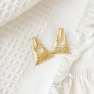 Gold Round Beaded Hoop Earrings - image 1