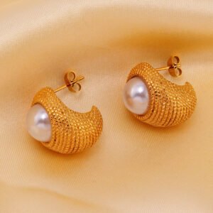 DUOMI Jewelry waterproof stainless steel pearl earrings