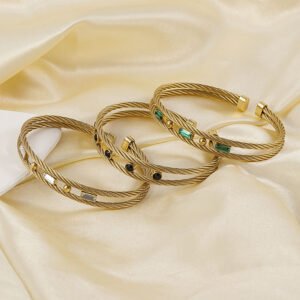 DUOMI Jewelry waterproof stainless steel cz bracelet