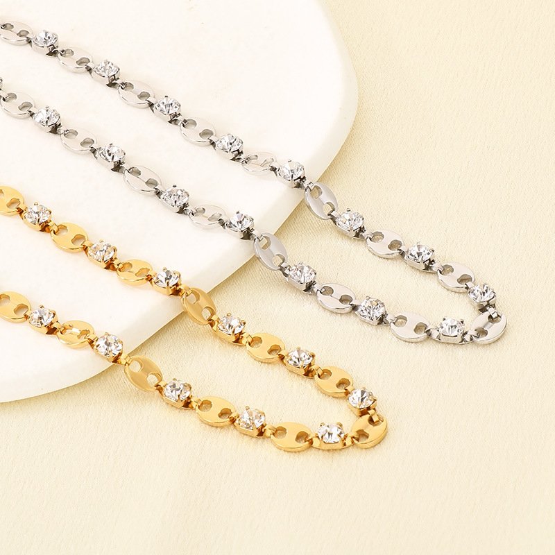 DUOMI Jewelry gold stainless steel cz necklace