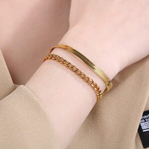DUOMI Jewelry gold stainless steel cuban chain bracelet