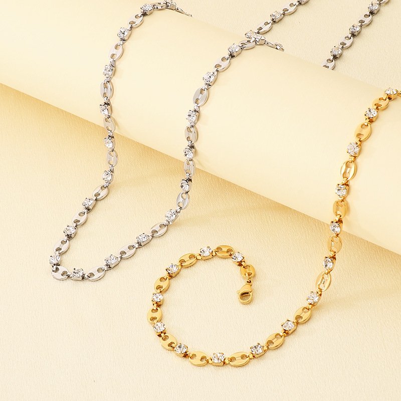 DUOMI Jewelry gold stainless steel cz necklace