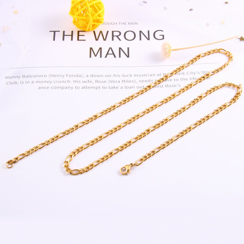 DUOMI Jewelry waterproof stainless steel figaro chain necklace