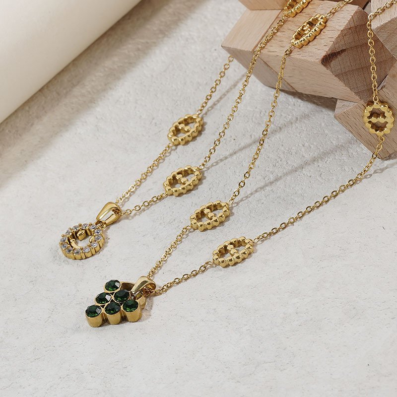 DUOMI Jewelry waterproof stainless steel cz necklace