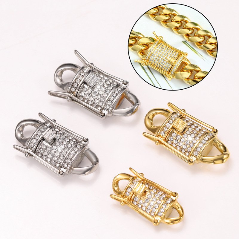 DUOMI Jewelry waterproof stainless steel cuban chain cz necklace