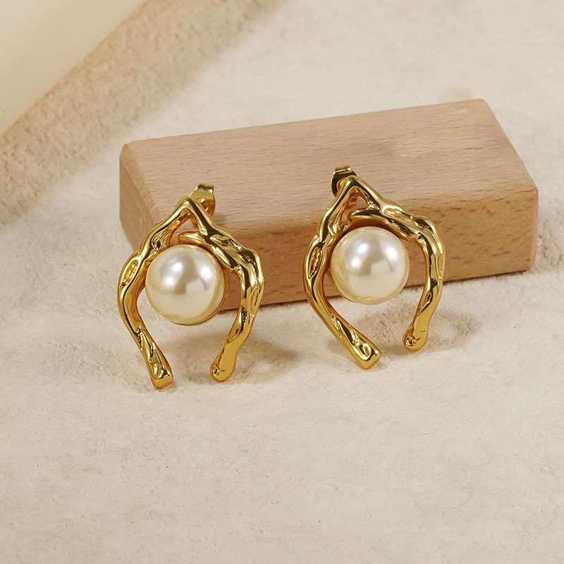 DUOMI Jewelry waterproof stainless steel pearl earrings