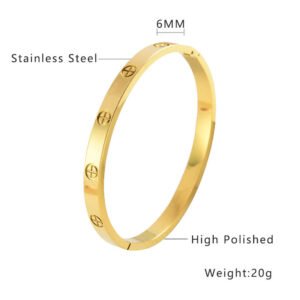 6mm 60mm Gold Stainless Steel Nail Bangle Wholesale