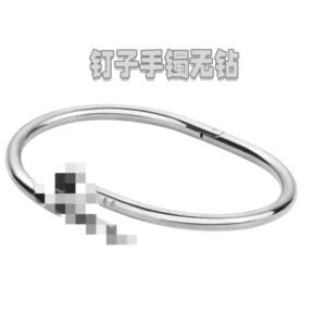 60mm Silver Stainless Steel CZ Nail Bangle Wholesale